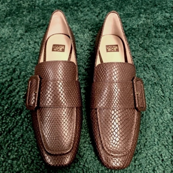 Louise et Cie Espen Womens 8 Loafer Snakeskin Embossed Leather Flats Career Shoe - Picture 1 of 9
